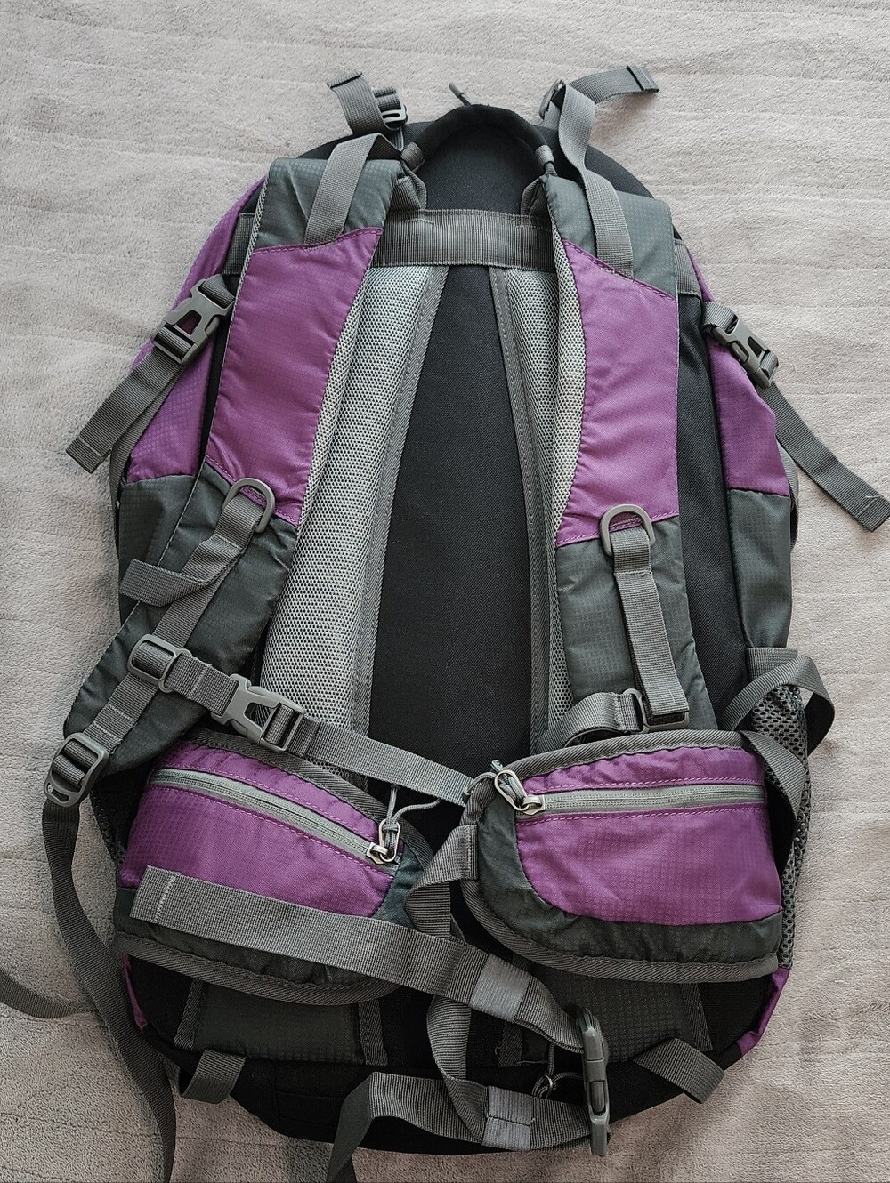 OutdoorMaster Hiking Travel Backpack 45L - w/Waterproof Cover - Purple - Picture 8 of 8